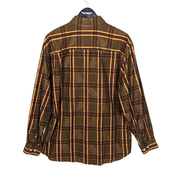 Tommy Bahama Loose Fit Plaid Button Down Shirt Mens Large Fall Browns Gold - Picture 3 of 6